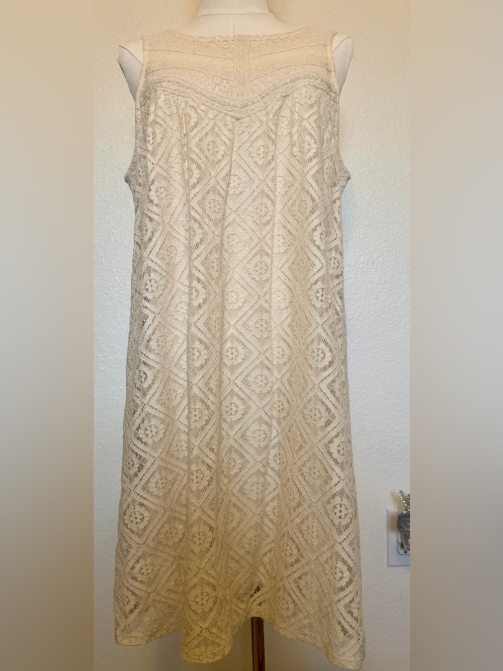 Xhilaration Cream Lace A-Line Sleeveless Dress